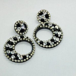 Crystal crusted Hoop Earrings 3 2/8" long